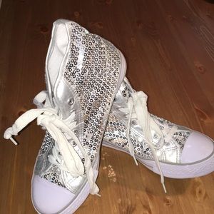 Balera silver sequin high top sneakers size 7